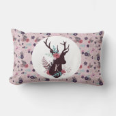 鹿素朴頭マウヴフローラモノグラムイニシャル ランバークッション (正面)