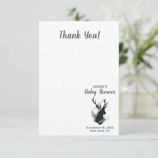 鹿素朴頭青フローラベビーガールありがとう サンキューカード (スタンド正面)