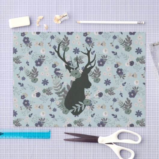 鹿素朴頭青フローラ赤モダンちゃんシャワー 薄葉紙 (クラフト)