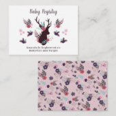 鹿素朴頭Mauve女の子ベビーシャワーレジストリ エンクロージャーカード (正面/裏面)