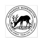 鹿素朴飲料水ファミリー名日付Est セルフインキングスタンプ (デザイン)