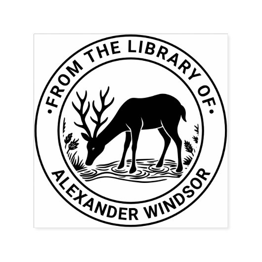 鹿素朴飲料水図書名 セルフインキングスタンプ (デザイン)