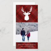 鹿素朴 | 格子状の | 休日スタイリッシュカード シーズンカード (正面/裏面)