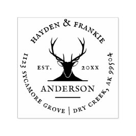 鹿素朴〔雄ジカの〕枝角カップルヴィンテージ差出人住所 セルフインキングスタンプ