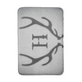 鹿素朴〔雄ジカの〕枝角グレイフェイクバーラップカントリーシック バスマット (正面縦)