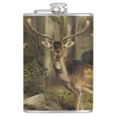 鹿素朴〔雄ジカの〕枝角フパーソナライズされたラスコ フラスク (正面)