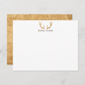 鹿素朴〔雄ジカの〕枝角狩りハンター名前をカスタムする ノートカード (正面/裏面)