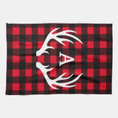 鹿素朴〔雄ジカの〕枝角&バッファローチェックプライド キッチンタオル (横)