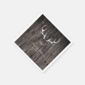 鹿素朴〔雄ジカの〕枝角&彫刻ハート結婚ズナプキン スタンダードカクテルナプキン (角)