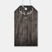 鹿素朴〔雄ジカの〕枝角&彫刻ハート結婚ズ ギフトタグ (裏面)