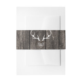 鹿素朴〔雄ジカの〕枝角&彫刻ハート結婚ズ 招待状ベリーバンド