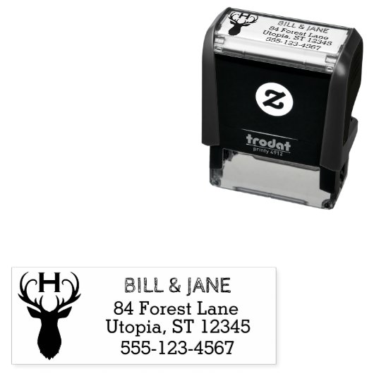 鹿素朴〔雄ジカの〕枝角 |結婚のモノグラム自己 セルフインキングスタンプ (インサイチュ)