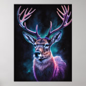 鹿絵画の水色3:4 ポスター (正面)