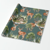 鹿自然ワイルドライフ素朴ホリデークリスマス ラッピングペーパー (アンロールド)