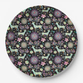 鹿花雪片ハート鳥 ペーパープレート (正面)