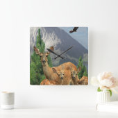 鹿芸術  スクエア壁時計 (ホーム)