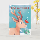 鹿親愛友クリスマスベビー鹿in the Snow カード (黄色い花)