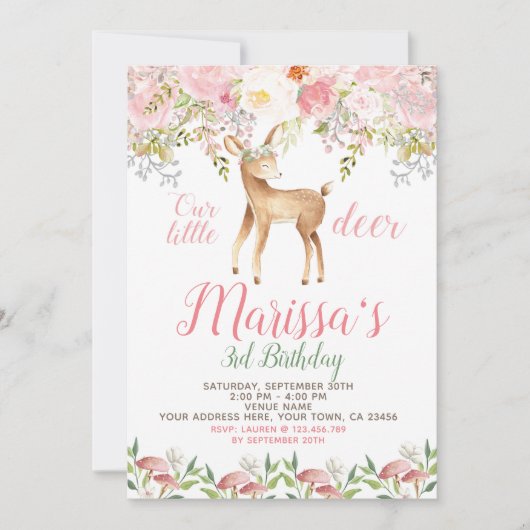 鹿誕生日招待状 招待状 (正面)