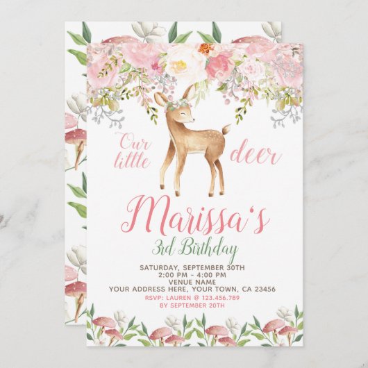 鹿誕生日招待状 招待状 (正面/裏面)