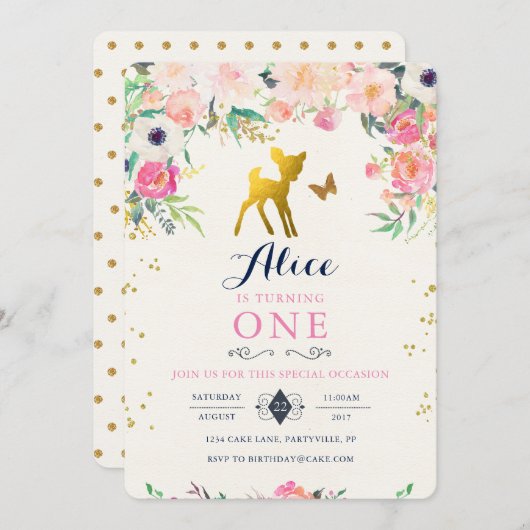 鹿誕生日招待状 招待状 (正面/裏面)