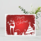 鹿赤と白カード付きメリークリスマスツリー シーズンカード (スタンド正面)