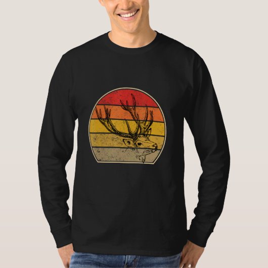 鹿農家レトロヴィンテージ森林動物 Tシャツ (正面)
