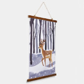 鹿雪の森の冬のクリスマスホリデー 吊り下げ型タペストリー (傾斜あり)