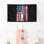 鹿頭スカル狩り米国旗 横断幕 (インサイチュ)