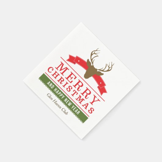 鹿頭メリークリスマス スタンダードカクテルナプキン (角)