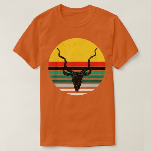 鹿頭レトロ狩りジャングルインパラサファリクドゥー Tシャツ (デザイン正面)