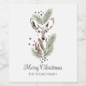 鹿頭植物性クリスマスパーソナライズされた ワインラベル (シングルラベル)