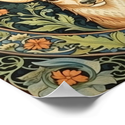 鹿顔インフローラヴィンテージデザイン ポスター (角)