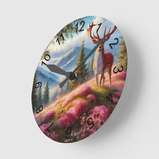 鹿1 ラウンド壁時計 (傾斜)