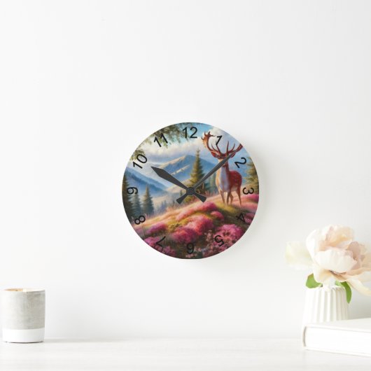 鹿1 ラウンド壁時計 (ホーム)