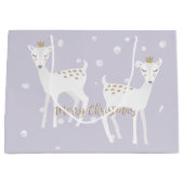 鹿 – かわいいラベンダークリスマス抱き枕 ラージペーパーバッグ (正面)