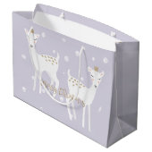 鹿 – かわいいラベンダークリスマス抱き枕 ラージペーパーバッグ (裏面アングル)