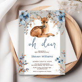 鹿　かわいい森　のどかな花　ベイビーシャワー 招待状