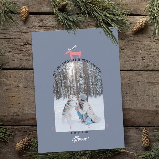 鹿&アーチフォトクリスマスカード 招待状