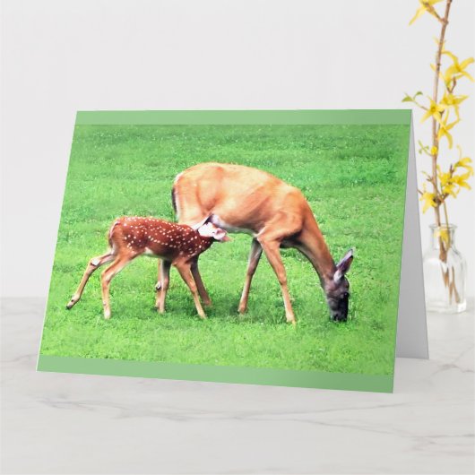 鹿 カード (黄色い花)