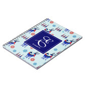 鹿、クリスマスツリー、モノグラム付き雪片 ノートブック (左側)