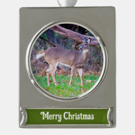 鹿 シルバープレートバナーオーナメント