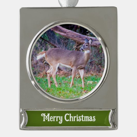 鹿 シルバープレートバナーオーナメント (正面)