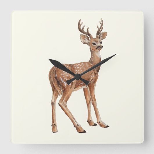 鹿 スクエア壁時計 (正面)