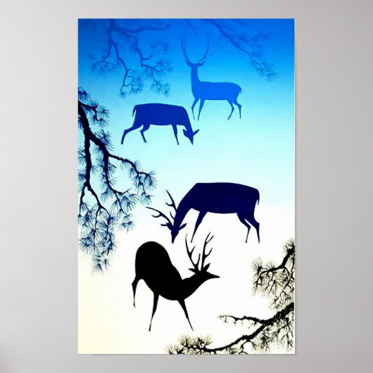 鹿 - マジックリアリズム Eyvind Earle ポスター (正面)