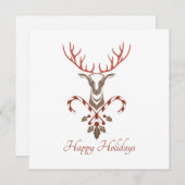 鹿&モダンキャンディーキャンズクリスマスカード シーズンカード (正面/裏面)