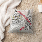 鹿、冬、森、クリスマスパーソナライズされた、 クッション (ブランケット)