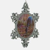 鹿、名前でパーソナライズ スノーフレークピューターオーナメント (左)