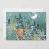 鹿+子鹿+森+満月+雪+水彩画 シーズンカード (正面)