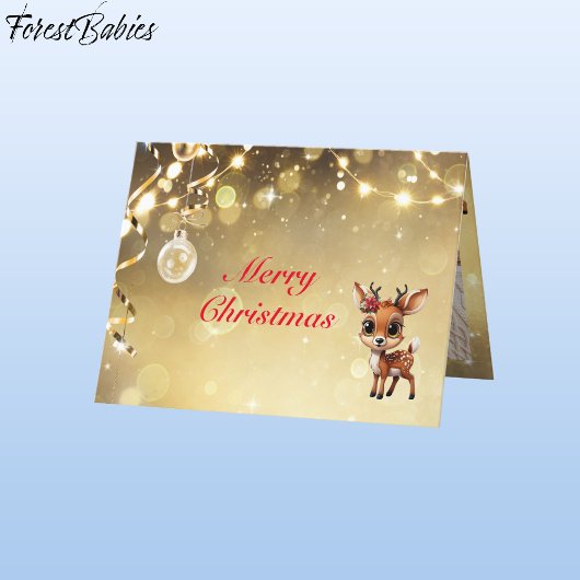 鹿、子鹿、雌鹿、トナカイ恋人🦌金ゴールドフェスティバル シーズンカード