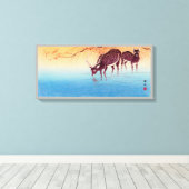 鹿,小原古邨鹿，大原小村，浮世絵 キャンバスプリント (インサイチュ (ウッドフロア))